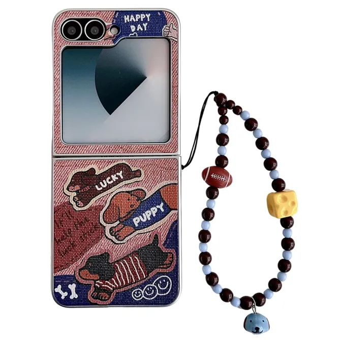 Coque Samsung Galaxy Z Flip 7 FE / Z Flip 6 Motif Lucky Puppy avec Dragonne