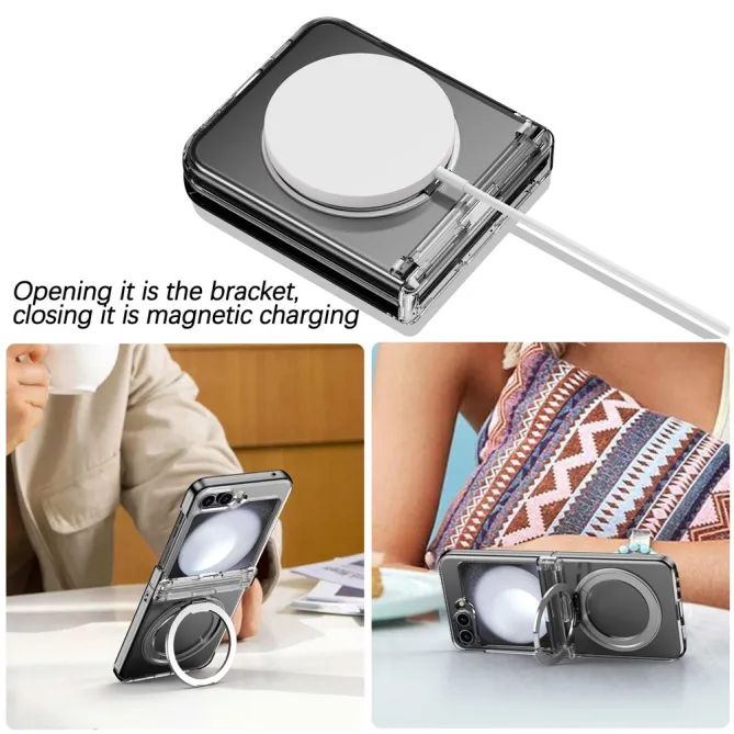 Coque Samsung Galaxy Z Flip 7 FE / Z Flip 6 Anneau Magnetique Charniere Ressort