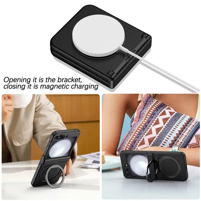 Coque Samsung Galaxy Z Flip 7 FE / Z Flip 6 Anneau Magnetique Charniere Ressort