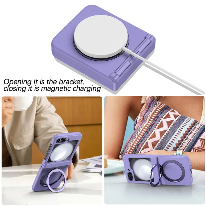 Coque Samsung Galaxy Z Flip 7 FE / Z Flip 6 Anneau Magnetique Charniere Ressort