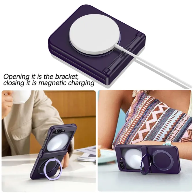 Coque Samsung Galaxy Z Flip 7 FE / Z Flip 6 Anneau Magnetique Charniere Ressort
