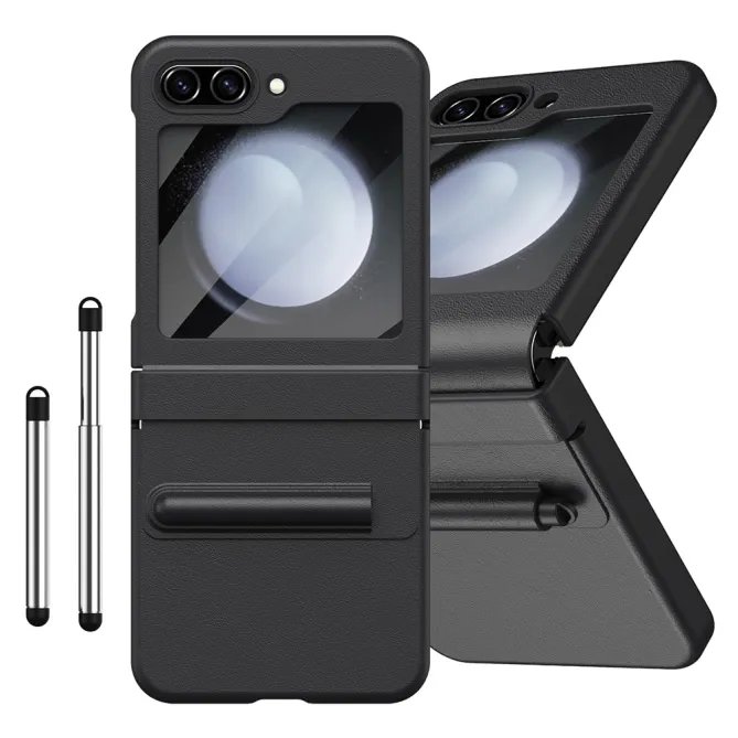 Coque Samsung Galaxy Z Flip 7 FE / Flip 6 Cuir avec Verre Trempe et Stylet