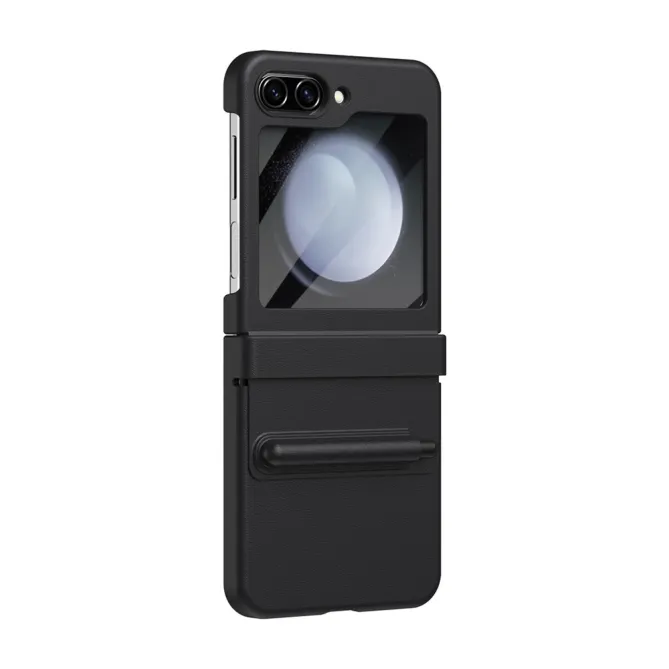 Coque Samsung Galaxy Z Flip 7 FE / Flip 6 Cuir avec Verre Trempe et Stylet