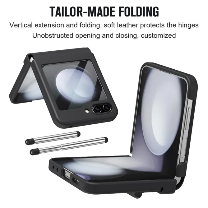 Coque Samsung Galaxy Z Flip 7 FE / Flip 6 Cuir avec Verre Trempe et Stylet