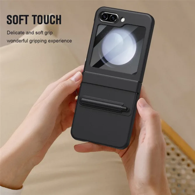 Coque Samsung Galaxy Z Flip 7 FE / Flip 6 Cuir avec Verre Trempe et Stylet