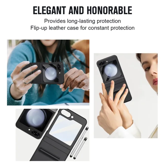 Coque Samsung Galaxy Z Flip 7 FE / Flip 6 Cuir avec Verre Trempe et Stylet