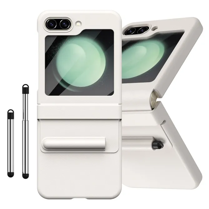 Coque Samsung Galaxy Z Flip 7 FE / Flip 6 Cuir avec Verre Trempe et Stylet