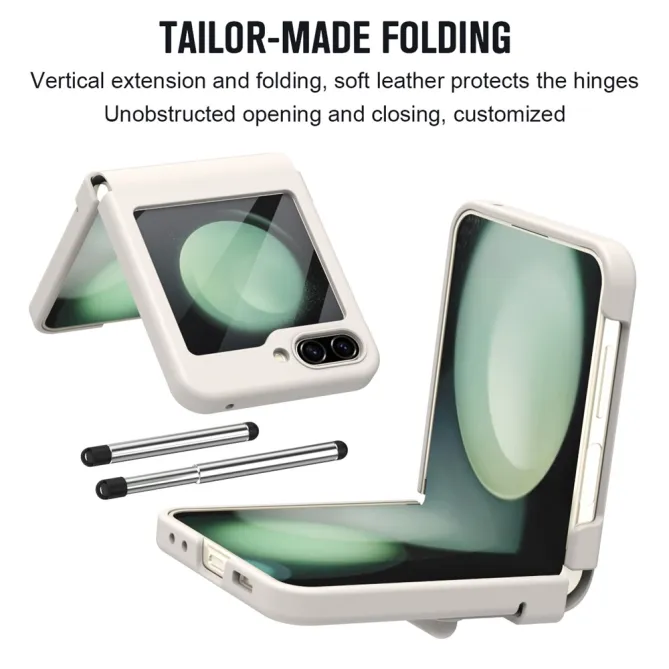 Coque Samsung Galaxy Z Flip 7 FE / Flip 6 Cuir avec Verre Trempe et Stylet