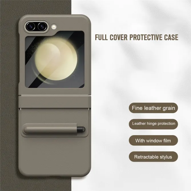 Coque Samsung Galaxy Z Flip 7 FE / Flip 6 Cuir avec Verre Trempe et Stylet