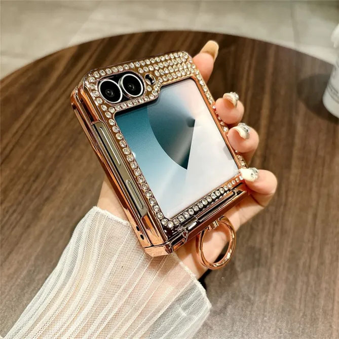 Coque Samsung Galaxy Z Flip 7 FE / Z Flip 6 Leopard Anneau et Strass