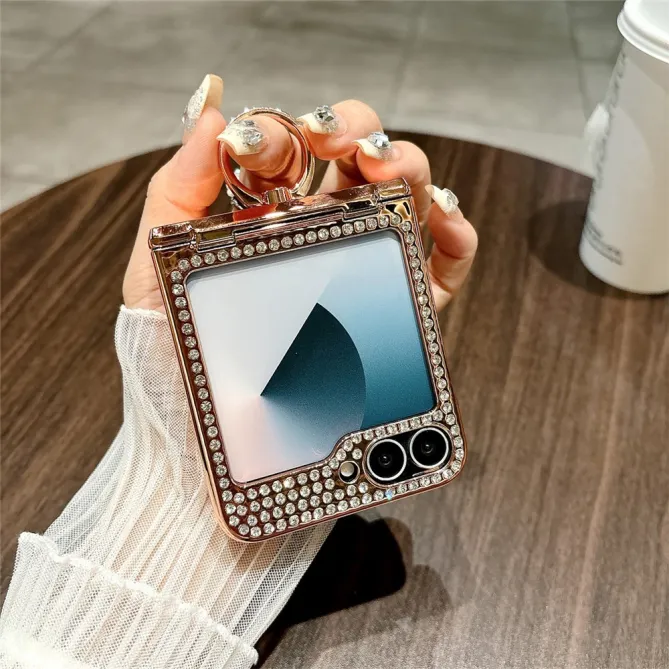 Coque Samsung Galaxy Z Flip 7 FE / Z Flip 6 Leopard Anneau et Strass