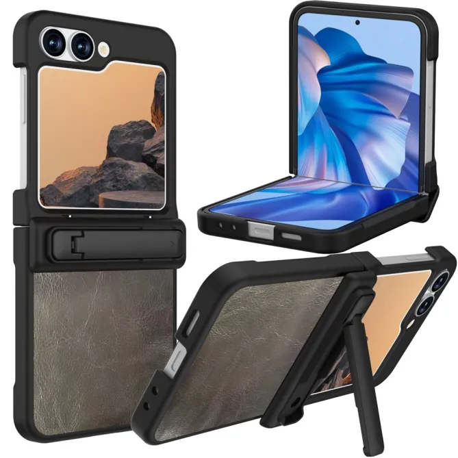 Coque Samsung Galaxy Z Flip 7 FE / Flip 6 Support Integre Effet Cuir Grain