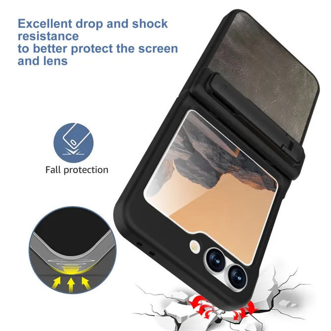 Coque Samsung Galaxy Z Flip 7 FE / Flip 6 Support Integre Effet Cuir Grain