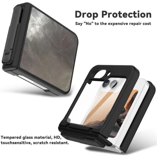 Coque Samsung Galaxy Z Flip 7 FE / Flip 6 Support Integre Effet Cuir Grain