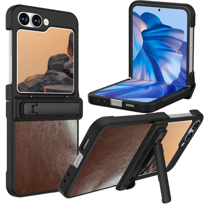 Coque Samsung Galaxy Z Flip 7 FE / Flip 6 Support Integre Effet Cuir Grain