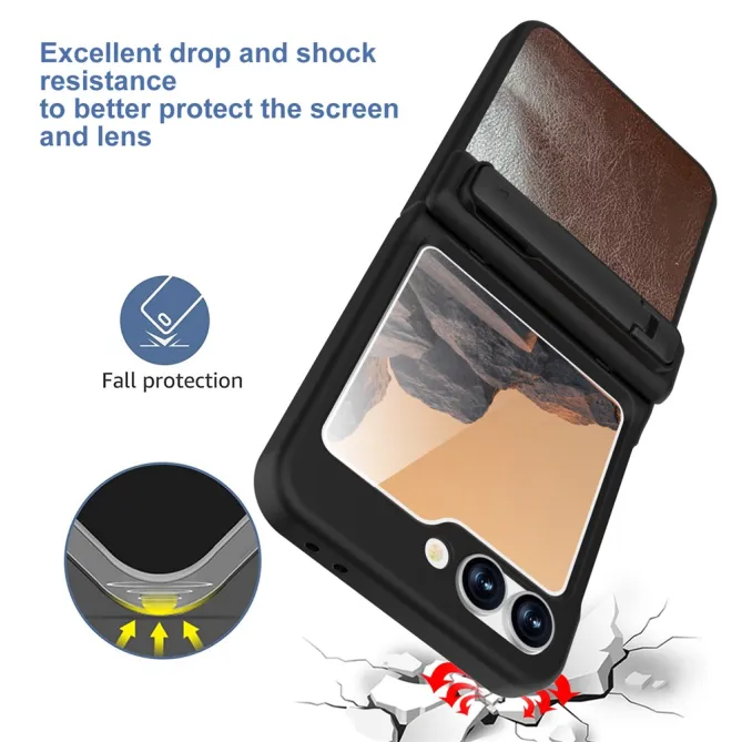 Coque Samsung Galaxy Z Flip 7 FE / Flip 6 Support Integre Effet Cuir Grain