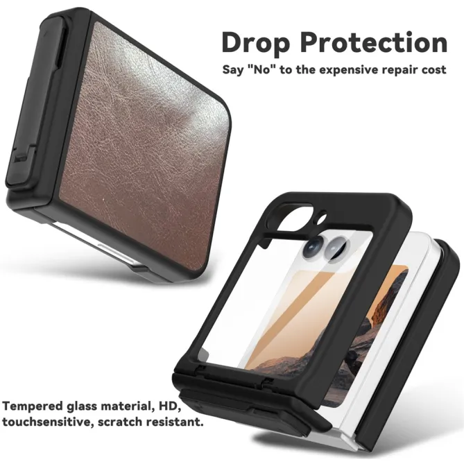 Coque Samsung Galaxy Z Flip 7 FE / Flip 6 Support Integre Effet Cuir Grain