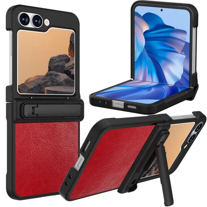 Coque Samsung Galaxy Z Flip 7 FE / Flip 6 Support Integre Effet Cuir Grain