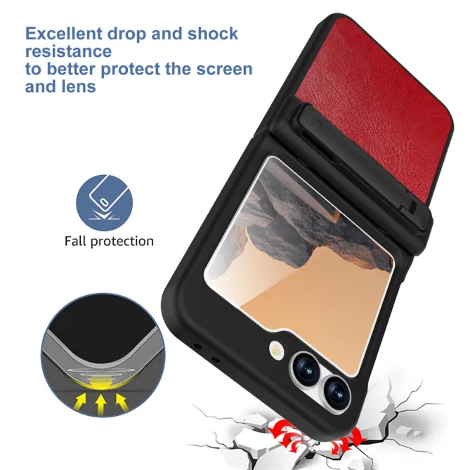 Coque Samsung Galaxy Z Flip 7 FE / Flip 6 Support Integre Effet Cuir Grain