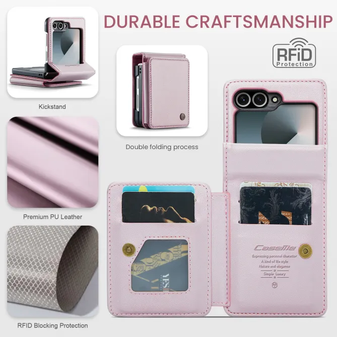 Coque Portefeuille Samsung Galaxy Z Flip 7 FE / Flip 6 Litchi RFID 5 Cartes