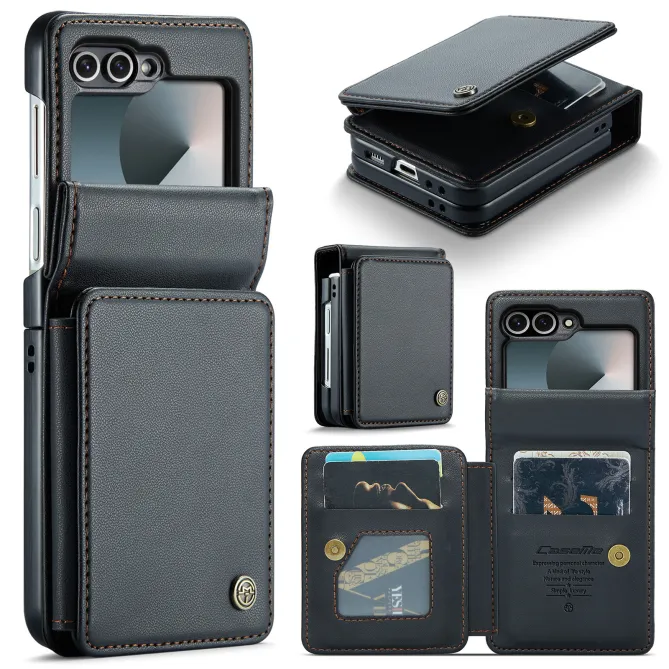 Coque Portefeuille Samsung Galaxy Z Flip 7 FE / Flip 6 Litchi RFID 5 Cartes