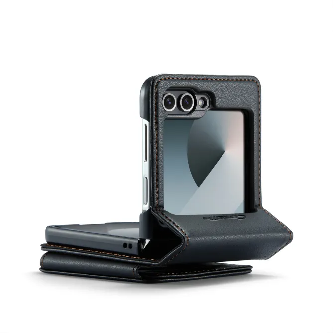 Coque Portefeuille Samsung Galaxy Z Flip 7 FE / Flip 6 Litchi RFID 5 Cartes