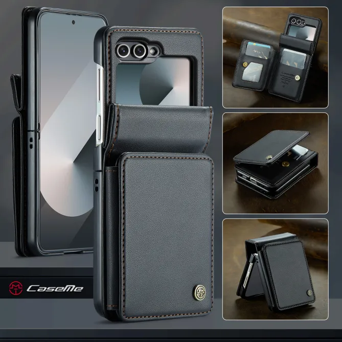 Coque Portefeuille Samsung Galaxy Z Flip 7 FE / Flip 6 Litchi RFID 5 Cartes