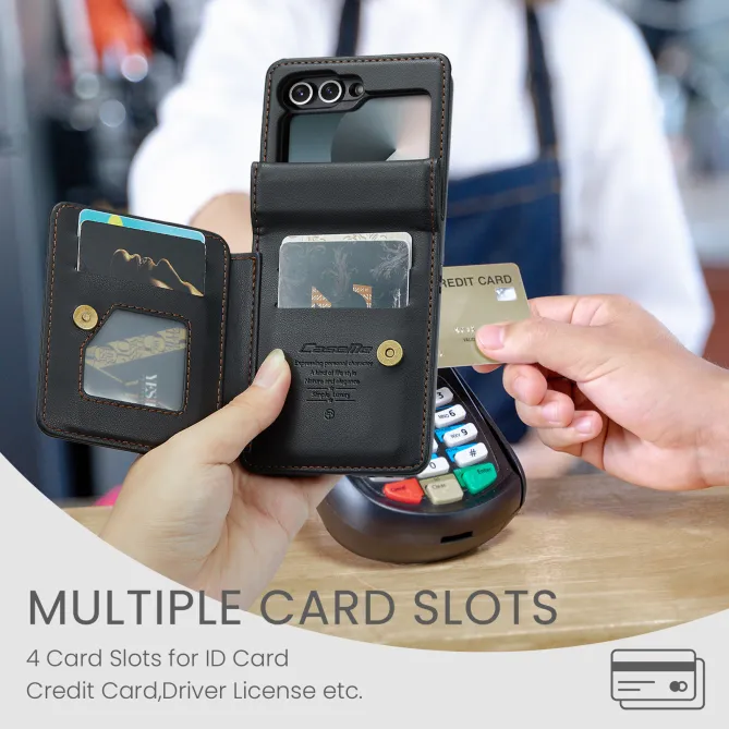 Coque Portefeuille Samsung Galaxy Z Flip 7 FE / Flip 6 Litchi RFID 5 Cartes