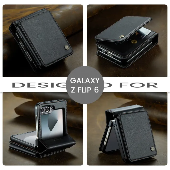 Coque Portefeuille Samsung Galaxy Z Flip 7 FE / Flip 6 Litchi RFID 5 Cartes