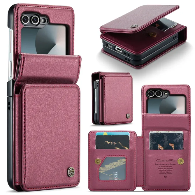 Coque Portefeuille Samsung Galaxy Z Flip 7 FE / Flip 6 Litchi RFID 5 Cartes