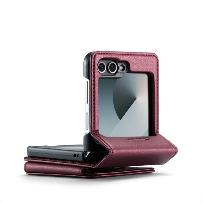Coque Portefeuille Samsung Galaxy Z Flip 7 FE / Flip 6 Litchi RFID 5 Cartes