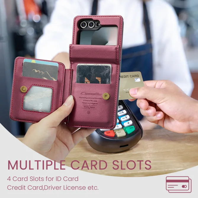 Coque Portefeuille Samsung Galaxy Z Flip 7 FE / Flip 6 Litchi RFID 5 Cartes