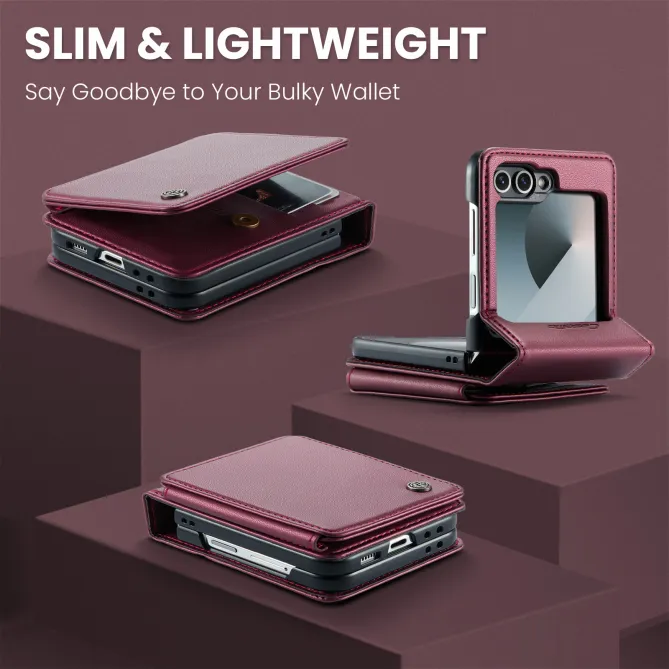 Coque Portefeuille Samsung Galaxy Z Flip 7 FE / Flip 6 Litchi RFID 5 Cartes