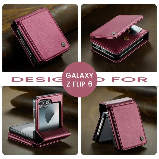 Coque Portefeuille Samsung Galaxy Z Flip 7 FE / Flip 6 Litchi RFID 5 Cartes