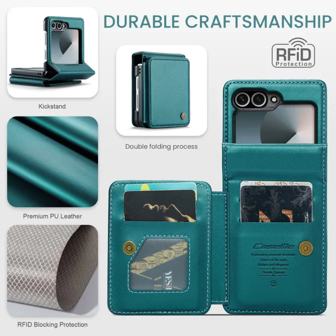 Coque Portefeuille Samsung Galaxy Z Flip 7 FE / Flip 6 Litchi RFID 5 Cartes