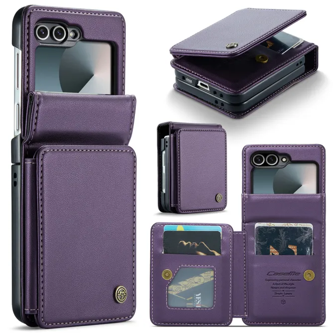 Coque Portefeuille Samsung Galaxy Z Flip 7 FE / Flip 6 Litchi RFID 5 Cartes