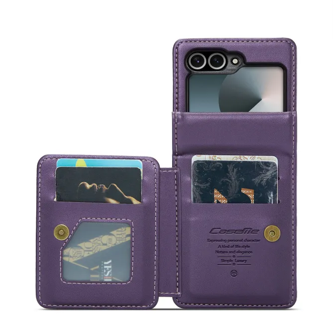 Coque Portefeuille Samsung Galaxy Z Flip 7 FE / Flip 6 Litchi RFID 5 Cartes