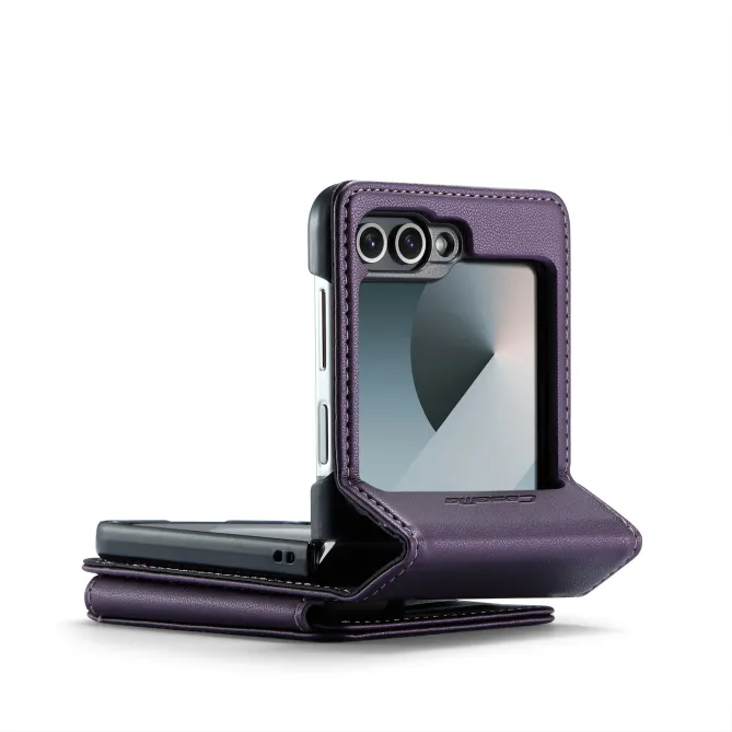 Coque Portefeuille Samsung Galaxy Z Flip 7 FE / Flip 6 Litchi RFID 5 Cartes