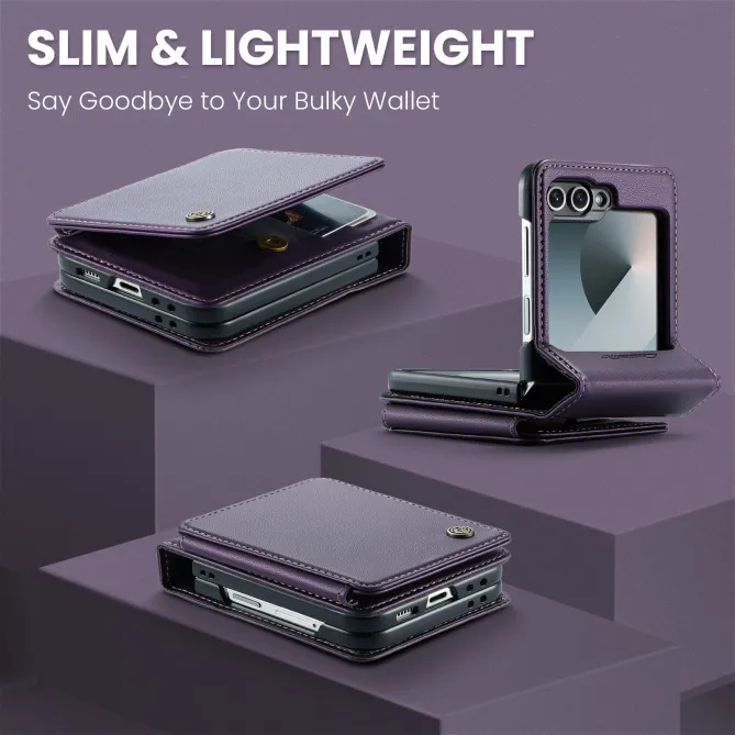Coque Portefeuille Samsung Galaxy Z Flip 7 FE / Flip 6 Litchi RFID 5 Cartes