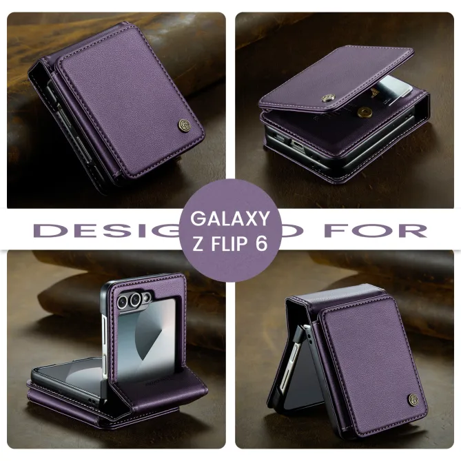 Coque Portefeuille Samsung Galaxy Z Flip 7 FE / Flip 6 Litchi RFID 5 Cartes