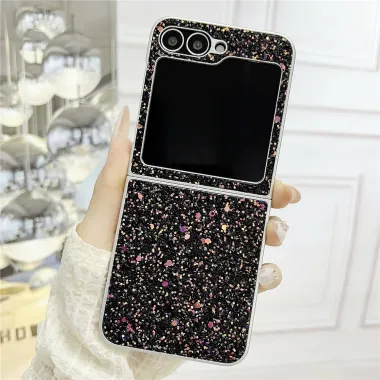 Coque Samsung Galaxy Z Flip7 FE / Z Flip 6 Paillettes Fantome Contour Argente