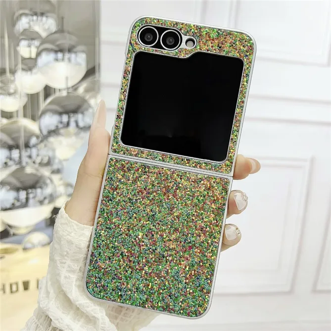 Coque Samsung Galaxy Z Flip7 FE / Z Flip 6 Paillettes Fantome Contour Argente