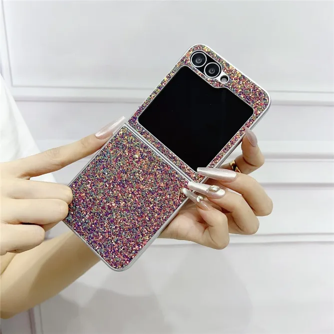 Coque Samsung Galaxy Z Flip7 FE / Z Flip 6 Paillettes Fantome Contour Argente