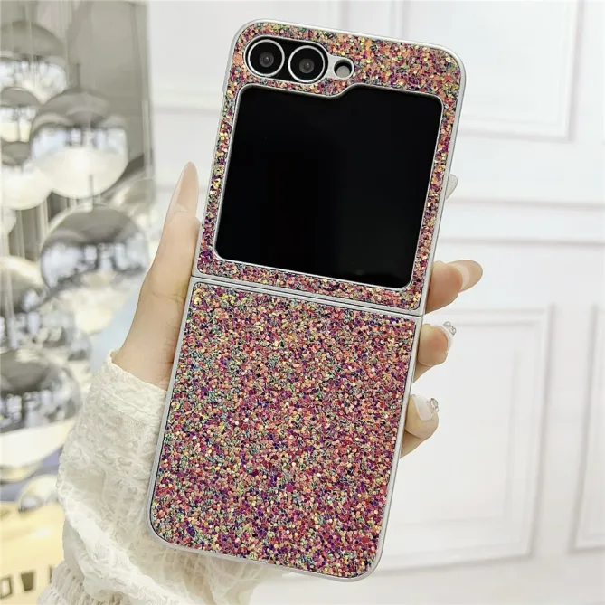 Coque Samsung Galaxy Z Flip7 FE / Z Flip 6 Paillettes Fantome Contour Argente