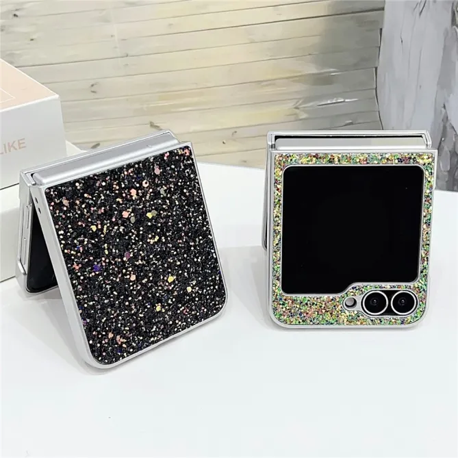 Coque Samsung Galaxy Z Flip7 FE / Z Flip 6 Paillettes Fantome Contour Argente