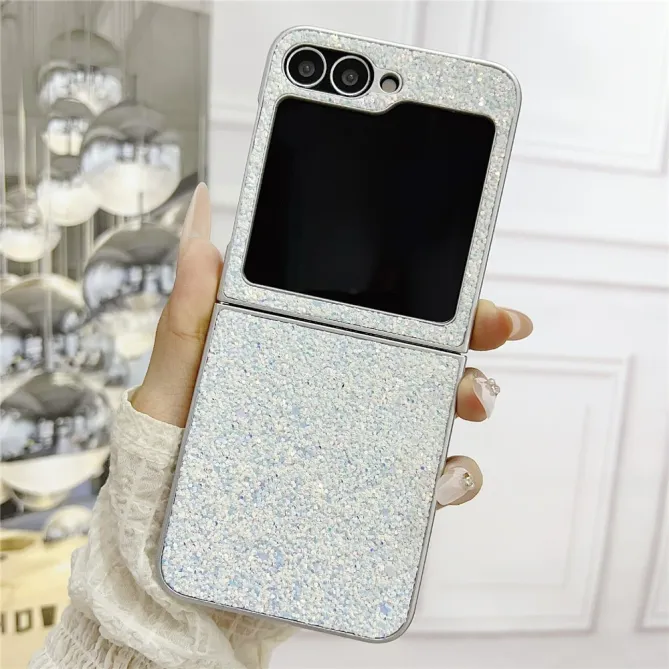Coque Samsung Galaxy Z Flip7 FE / Z Flip 6 Paillettes Fantome Contour Argente