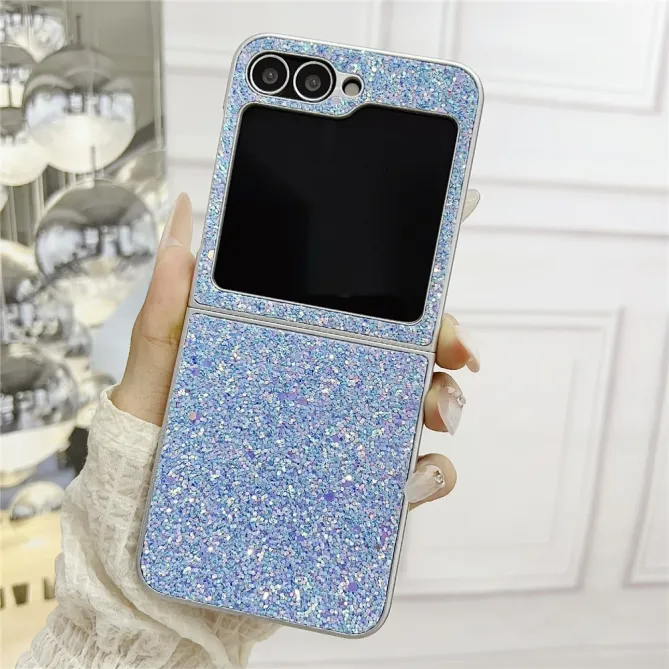 Coque Samsung Galaxy Z Flip7 FE / Z Flip 6 Paillettes Fantome Contour Argente