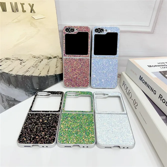 Coque Samsung Galaxy Z Flip7 FE / Z Flip 6 Paillettes Fantome Contour Argente