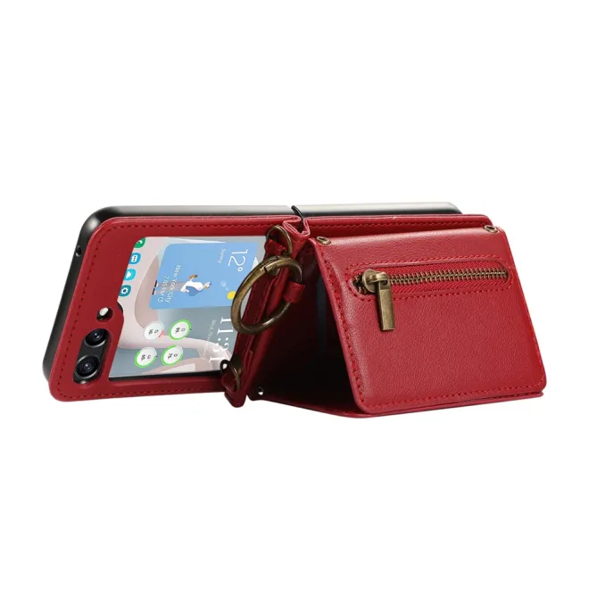Coque Portefeuille Samsung Galaxy Z Flip 7 FE / Z Flip 6 Zip Anneau Bandouliere