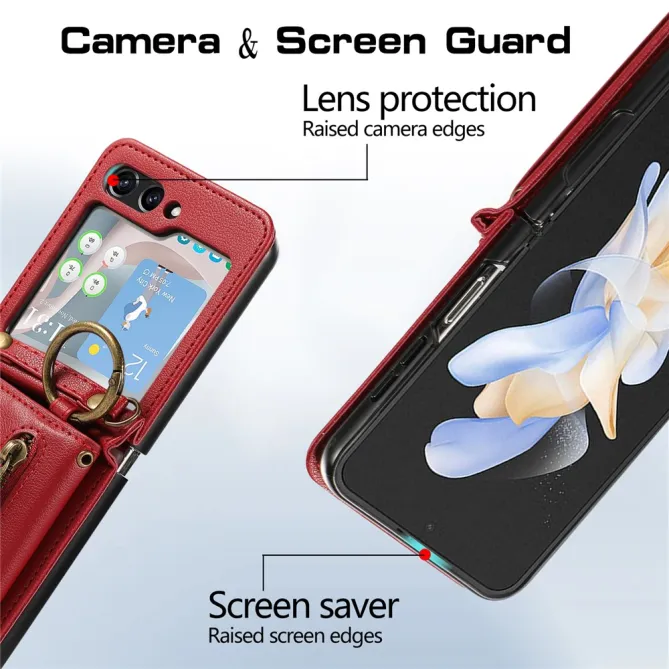 Coque Portefeuille Samsung Galaxy Z Flip 7 FE / Z Flip 6 Zip Anneau Bandouliere